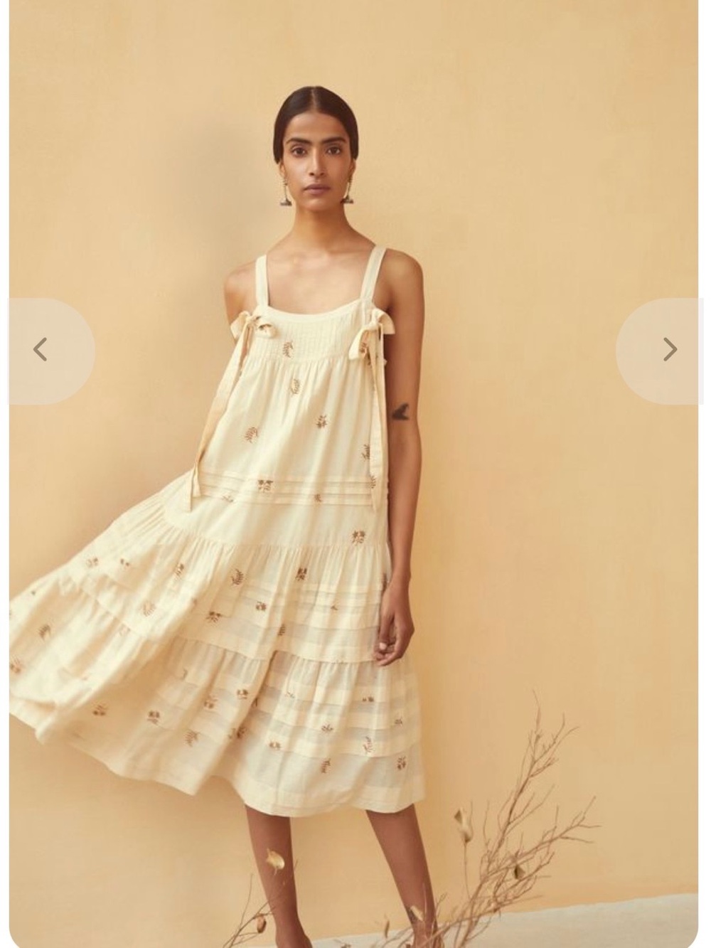 Kopal Ruby Linen Dress Tiered Midi Sundress Cottagecore Prairie Size Medium